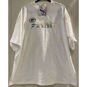 Vintage Green Bay Packers Logo Athletic Embroidered T Shirt Sz XL NFL NWT White